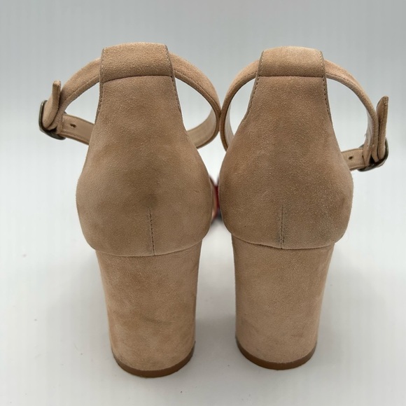 Manolo Blahnik Sz 38 Red and Tan Heels Lauratomod Velukid Block Sandals NO BOX - Picture 10 of 13